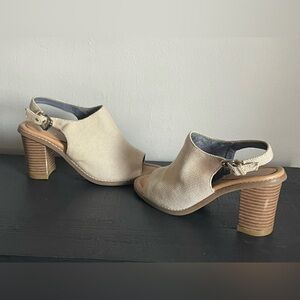 Dr Scholls Beige Textured Block Heel Mules